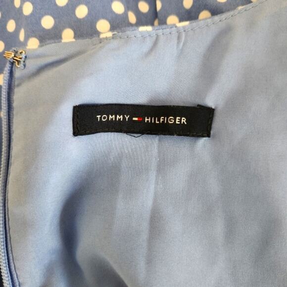 TOMMY HILFIGER Blue White Polka Dot Print Sleeveless A-line Silhouette Dress S - Picture 10 of 14